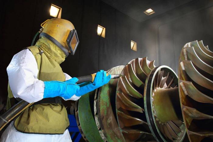 Mining equipment blasted clean on site in Kalgoorlie