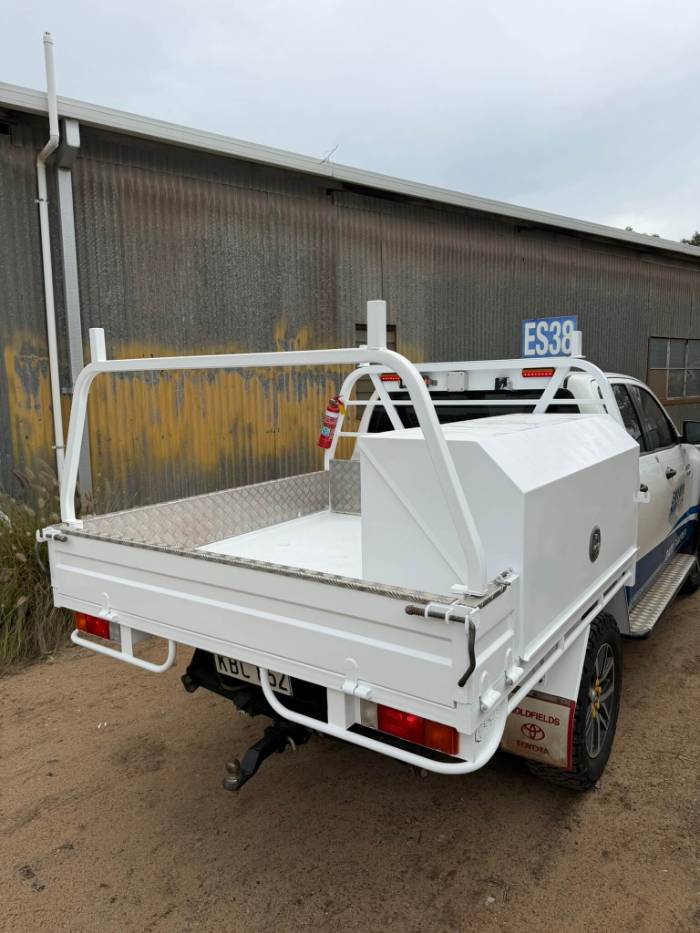 Finished ute tray in white two-pack after blasting and coating