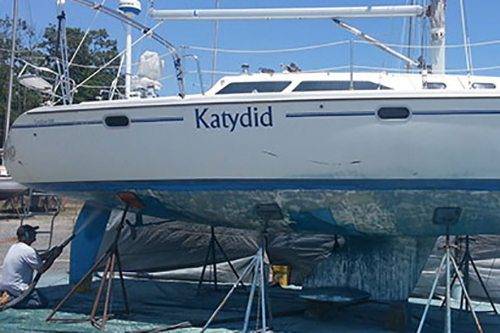 Antifoul stripped from a yacht hull in Western Australia